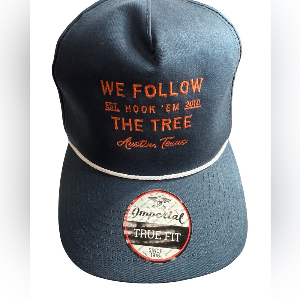 Imperial “We Follow The Tree” Austin Texas‎ Hat – Navy & Orange Rope Cap – NWOT
